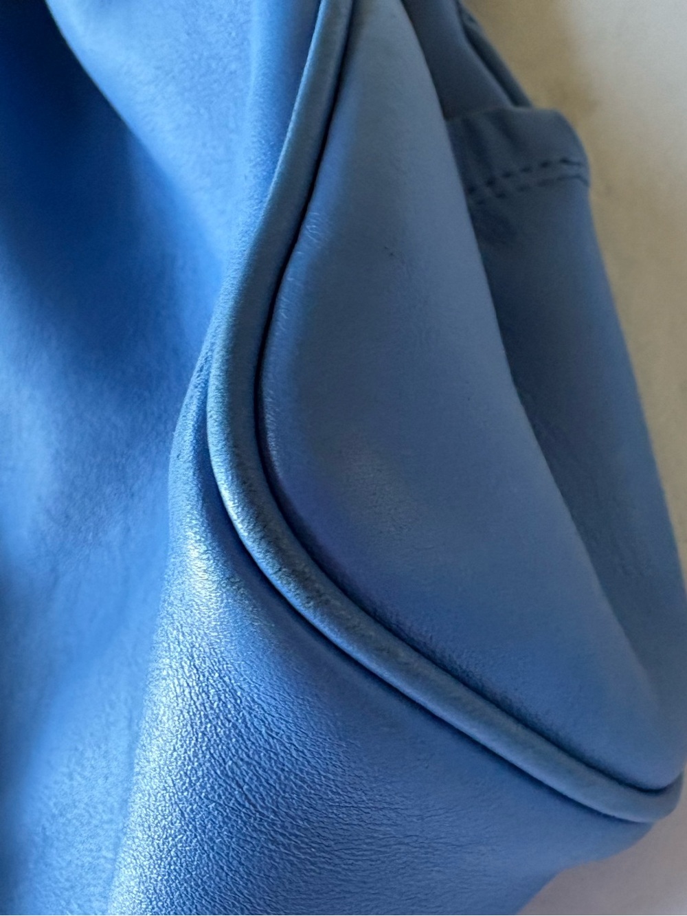 Salvatore Ferragamo Blue Leather Drawstring Shoulder Bag Y2K Slouch Italy - Picture 12 of 14